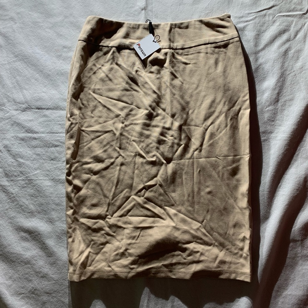 Persun Size S Tan Pencil Cotton Skirt Length 25”